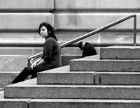 Man and Girl on Steps